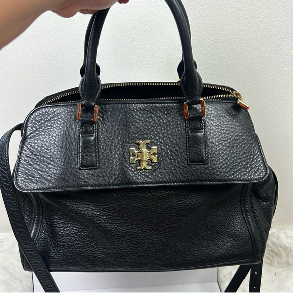 Tory Burch Pebbled Leather 3 compartment purse handbag tote black - Picture 12 of 12